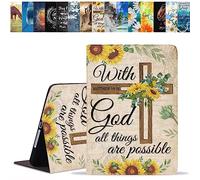 BWOOLL Case for iPad (A16) 11th Generation 11 Inch 2025, iPad 10th Generation 10.9 Inch 2022, Slim Lightweight PU Leather Stand Cover with Auto Wake/Sleep, Christian Cross Bible Verse Matthew 19:26