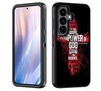 BWOOLL Case for Samsung Galaxy S26 Plus/ S25 Plus/ S24 Plus 6.7", Heavy Duty 3 in 1 Hybrid Hard PC & Soft Silicone Shockproof Drop Protection Case, Christian Cross Bible Verse Quotes Romans 1:16
