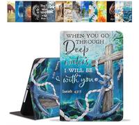 BWOOLL Case for Samsung Galaxy Tab A11 Plus 2025 / Samsung Galaxy Tab A9 Plus 2023 11 Inch, Slim PU Leather Stand Cover with Auto Wake/Sleep, Cross and Anchor Quote Bible Verse Isaiah 43:2