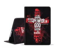 BWOOLL Case for Samsung Galaxy Tab A11 Plus 2025 / Samsung Galaxy Tab A9 Plus 2023 11", Slim Lightweight PU Leather Stand Cover with Auto Wake/Sleep, Christian Cross Bible Verse Quote Romans 1:16