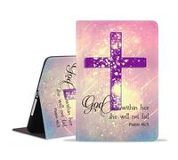 BWOOLL Case for Samsung Galaxy Tab S11 11 Inch 2025 Tablet (Model: SM-X730/X736B), Slim Lightweight PU Leather Stand Cover with Auto Wake/Sleep, Christian Cross Bible Verse Psalm 46:5