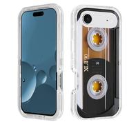 BWOOLL Designed for iPhone 17 Air Case, Heavy Duty 3 in 1 Hybrid Hard PC & Soft Silicone Shockproof Drop Transparent Protection Case for iPhone 17 Air 6.6", Vintage 80s Music Cassette