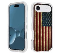 BWOOLL Designed for iPhone 17 Air Case, Heavy Duty 3 in 1 Hybrid Hard PC & Soft Silicone Shockproof Drop Transparent Protection Case for iPhone 17 Air 6.6", Vintage American Flag