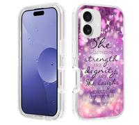BWOOLL Designed for iPhone 17 Case, Heavy Duty 3 in 1 Hybrid Hard PC & Soft Silicone Shockproof Drop Transparent Protection Case for iPhone 17 2025 6.3", Christian Quote Bible Verse Proverbs 31:25