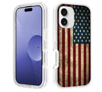 BWOOLL Designed for iPhone 17 Case, Heavy Duty 3 in 1 Hybrid Hard PC & Soft Silicone Shockproof Drop Transparent Protection Case for iPhone 17 2025 6.3", Vintage American Flag