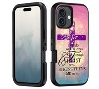 BWOOLL Designed for Phone 17 Case, Heavy Duty 3 in 1 Hybrid Hard PC & Soft Silicone [Military Grade] Shockproof Drop Protection Case for Phone 17 (6.3" 2025), Christian Cross Bible Verse Phil 4:13