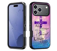 BWOOLL for iPhone 17 Pro Case, Heavy Duty 3 in 1 Hybrid Hard PC & Soft Silicone [Military Grade] Shockproof Drop Protection Case for iPhone 17 Pro (6.3" 2025), Quotes Bible Verse Romans 8:28