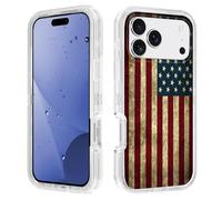 BWOOLL for iPhone 17 Pro Max Case, Heavy Duty 3 in 1 Hybrid Hard PC & Soft Silicone Shockproof Drop Transparent Protection Case for iPhone 17 Pro Max 6.9", Vintage American Flag