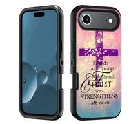BWOOLL for Phone 17 Air Case, Heavy Duty 3 in 1 Hybrid Hard PC & Soft Silicone [Military Grade] Shockproof Drop Protection Case for Phone 17 Air (6.6" 2025), Christian Cross Bible Verse Phil 4:13