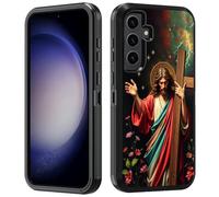 BWOOLL for Samsung Galaxy S25 FE Case, Heavy Duty 3 in 1 Hybrid Hard PC & Soft Silicone Shockproof Drop Protection Case for Samsung Galaxy S25 FE 5G 6.7", Christian Jesus Holy Cross
