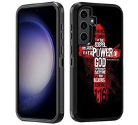 BWOOLL for Samsung Galaxy S25 FE Case, Heavy Duty 3 in 1 Hybrid [Military Grade] Shockproof Drop Protection Case for Samsung Galaxy S25 FE 5G 6.7", Christian Cross Bible Verse Quotes Romans 1:16