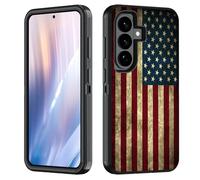 BWOOLL for Samsung Galaxy S26 Case, Heavy Duty 3 in 1 Hybrid Hard PC & Soft Silicone Shockproof Drop Protection Case for Samsung Galaxy S26 5G 6.3 Inch, Vintage American Flag