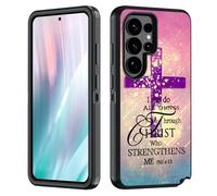 BWOOLL for Samsung Galaxy S26 Ultra Case, Heavy Duty 3 in 1 Hybrid Hard PC & Soft Silicone Shockproof Drop Protection Case for Galaxy S26 Ultra 5G 6.9" 2026, Christian Cross Bible Verse Phil 4:13