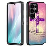 BWOOLL for Samsung Galaxy S26 Ultra Case, Heavy Duty 3 in 1 Hybrid Hard PC & Soft Silicone Shockproof Drop Protection Case for Galaxy S26 Ultra 5G 6.9" 2026, Christian Cross Bible Verse Psalm 46:5