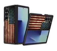 BWOOLL for Samsung Galaxy Z Fold 7 Case, Military Grade Heavy Duty Shockproof Drop Folding Stylish Protective Phone Cover for Samsung Galaxy Z Fold 7 5G 2025, Vintage American Flag