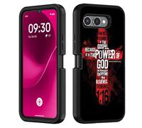 BWOOLL for T-Mobile Revvl 8 Case, Heavy Duty 3 in 1 Hybrid Hard PC & Soft Silicone Shockproof Drop Protection Case for T-Mobile Revvl 8 5G, Christian Cross Bible Verse Quotes Romans 1:16