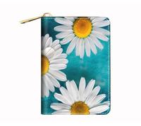 BWOOLL RFID Credit Card Holder Wallets for Women, Leather Card Case Wallet with Zipper, Indian Tribal Girl, Daisy Flowers Bloom, Fashions