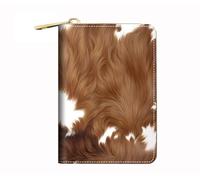 BWOOLL RFID Credit Card Holder Wallets for Women, Leather Card Case Wallet with Zipper, Indian Tribal Girl, Brown Cow Print, Fashions