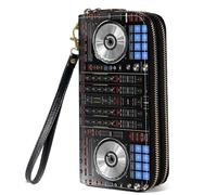 BWOOLL Tiger Print Wallet for Women Wallet Credit Card Holder PU Leather Double Zipper Clutch Purse Phone Wallet, DJ Mixer Deck Controller