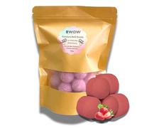 BWOW Strawberry Bath Bombs 20 Mini Bath Fizzers Aromatherapy Bath Soak Relaxing Home Spa Body Care Natural Strawberry Scent Moisturising Self Care for Women Men & Teens Vegan 285g Pouch