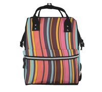 BWPDPXFJ a linear design -Print Large Capacity Multi-Function Backpack Water-Resistant With Compartments For Hiking Travel Everyday Adults.