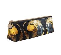 BWPDPXFJ Abstract World Globe -Print Triangular Leather Pencil Case - Eco-Friendly Crossgrain Organizer W/Premium Zipper for School, Office & Travel