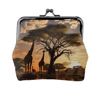 BWPDPXFJ Africa Giraffe Majestic Tree -Print Travel Coin Purse with Wrist Strap, RFID Blocking & TSA Approved Compact Wallet for Swimming, Beach, Gift Set for Women.