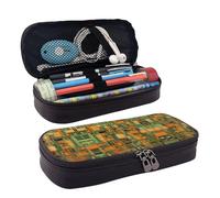 BWPDPXFJ African Ethnic Pattern -Print Personalized Leather Pencil Case for Students, Compact Stylish Organizer with Zipper Closure Pouch.