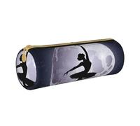 BWPDPXFJ Ballerina Dance -Print Eco-Friendly Leather Pencil Case/Zipper - Compact Cylinder Organizer for School, Office & Travel