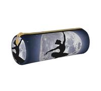 BWPDPXFJ Ballerina Dance Print -Print Eco-Friendly Leather Pencil Case/Zipper - Compact Cylinder Organizer for School, Office & Travel