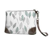 BWPDPXFJ Basil Thyme Dill & Rosemary -Print Leather Clutch For Women, Handmade Genuine Leather Wristlet With Metal Zipper, Stylish Convertible Clutch Purse For Evening & Travel.