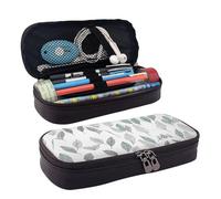BWPDPXFJ Basil Thyme Dill & Rosemary -Print Personalized Leather Pencil Case for Students, Compact Stylish Organizer with Zipper Closure Pouch.