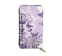BWPDPXFJ Beautiful Purple Butterfly -Print Slim Leather Wallet with Zipper, 12 Card Slots & Coin Pocket, Luxury Compact Wallet for Travel, Professional Use, Gift Ideas for Her & Him.