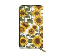 BWPDPXFJ Beautiful Yellow Sunflower -Print Slim Leather Wallet with Zipper, 12 Card Slots & Coin Pocket, Luxury Compact Wallet for Travel, Professional Use, Gift Ideas for Her & Him.