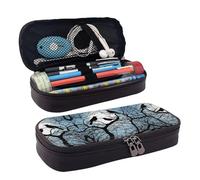 BWPDPXFJ Black Crow Birds -Print Personalized Leather Pencil Case for Students, Compact Stylish Organizer with Zipper Closure Pouch.