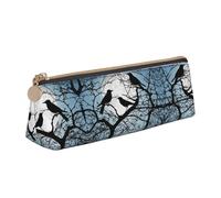 BWPDPXFJ Black Crow Birds -Print Triangular Leather Pencil Case - Eco-Friendly Crossgrain Organizer W/Premium Zipper for School, Office & Travel