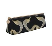 BWPDPXFJ Black Mermaid -Print Triangular Leather Pencil Case - Eco-Friendly Crossgrain Organizer W/Premium Zipper for School, Office & Travel