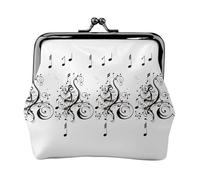 BWPDPXFJ Black Music Notes -Print Travel Coin Purse with Wrist Strap, RFID Blocking & TSA Approved Compact Wallet for Swimming, Beach, Gift Set for Women.