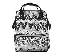 BWPDPXFJ Black White Tan Zigzag -Print Large Capacity Multi-Function Backpack Water-Resistant With Compartments For Hiking Travel Everyday Adults.