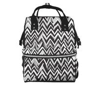 BWPDPXFJ Black White Tan Zigzag Print -Print Large Capacity Multi-Function Backpack Water-Resistant With Compartments For Hiking Travel Everyday Adults.