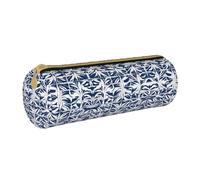 BWPDPXFJ Blue Polynesian Maori Tribal Print -Print Eco-Friendly Leather Pencil Case/Zipper - Compact Cylinder Organizer for School, Office & Travel