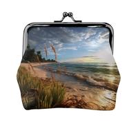 BWPDPXFJ Calm Coastal Scene -Print Travel Coin Purse with Wrist Strap, RFID Blocking & TSA Approved Compact Wallet for Swimming, Beach, Gift Set for Women.