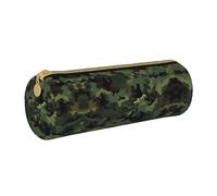 BWPDPXFJ Camouflage Pattern -Print Eco-Friendly Leather Pencil Case/Zipper - Compact Cylinder Organizer for School, Office & Travel