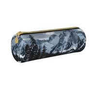 BWPDPXFJ Canadian Smokey Mountain Cliff -Print Eco-Friendly Leather Pencil Case/Zipper - Compact Cylinder Organizer for School, Office & Travel