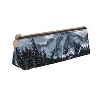 BWPDPXFJ Canadian Smokey Mountain Cliff -Print Triangular Leather Pencil Case - Eco-Friendly Crossgrain Organizer W/Premium Zipper for School, Office & Travel
