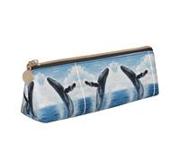 BWPDPXFJ Cart Blue Mermaid -Print Triangular Leather Pencil Case - Eco-Friendly Crossgrain Organizer W/Premium Zipper for School, Office & Travel