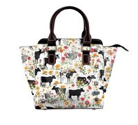 BWPDPXFJ Cattle Farm Sanctuary -Print Leather Crossbody Bag With Rivets, Adjustable Strap, Multiple Pockets For Women, School Office Travel.