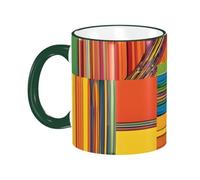 BWPDPXFJ Ceramic Mug, 330ml, Dark Green, Microwave Safe and Heat Resistant, African National Patterns, Home and Office Use