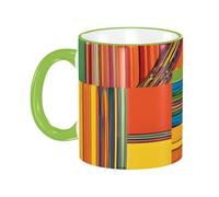 BWPDPXFJ Ceramic Mug, 330ml, Green, Microwave Safe and Heat Resistant, African National Patterns, Home and Office Use