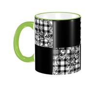 BWPDPXFJ Ceramic Mug, 330ml, Green, Microwave Safe and Heat Resistant, Tartan Design, for Home and Office